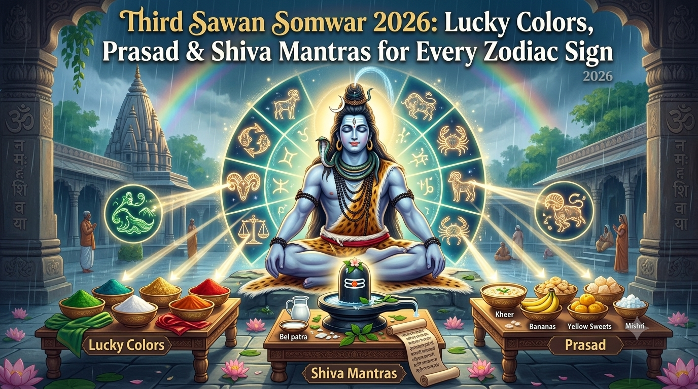 Third Sawan Somwar 2026: Lucky Colors, Prasad & Shiva Mantras for Every Zodiac Sign